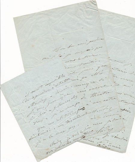 3 lettres autographes signées à Agénor ALTAROCHE théâtre comédienne