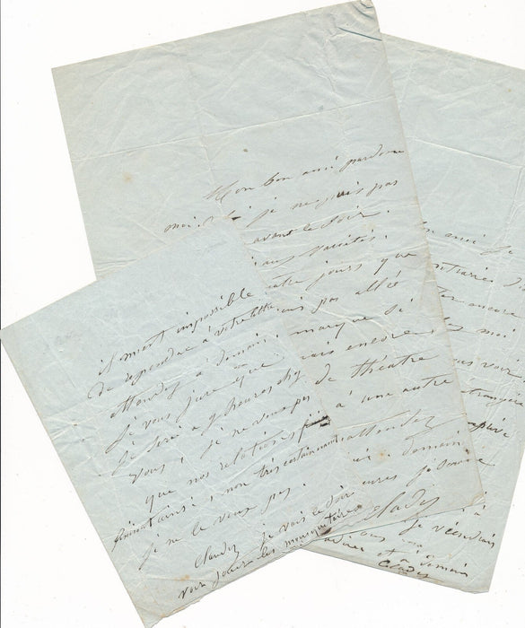 3 lettres autographes signées à Agénor ALTAROCHE théâtre comédienne