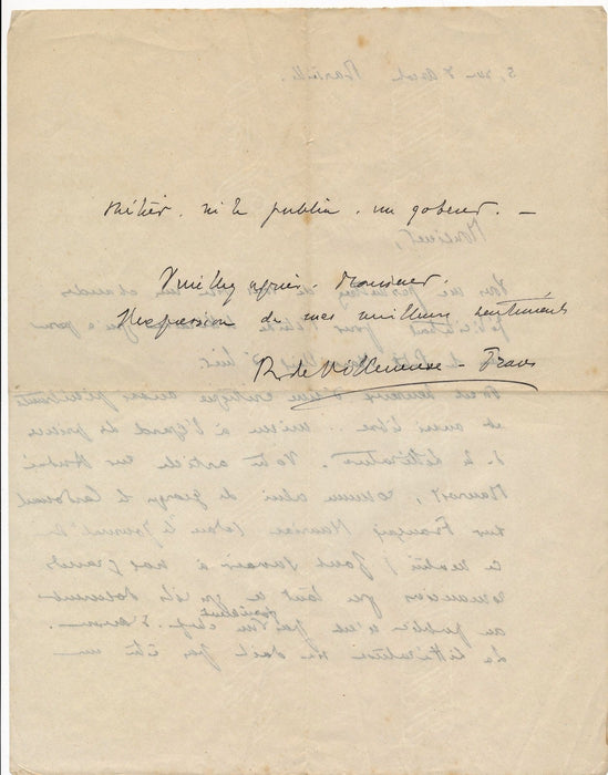 écrivain Romée de Villeneuve-Trans lettre autographe signée