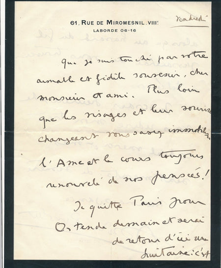 écrivain André RIVOLLET écrivain lettre autographe signée immortaliser l'âme