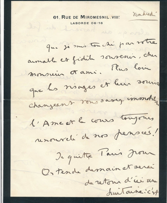 écrivain André RIVOLLET écrivain lettre autographe signée immortaliser l'âme