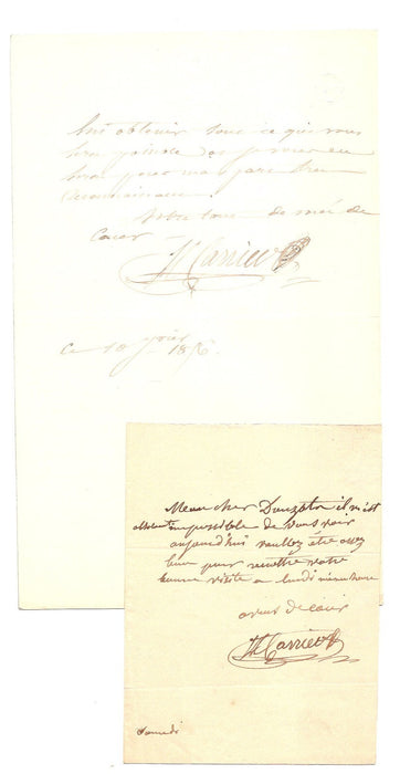 Joseph Auguste CARRIER protège veuve peintre Félix Trézel 3 ettres autographes