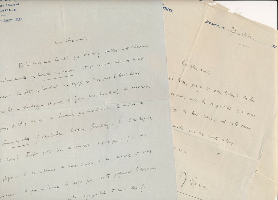 Émile RIPERT Marseille 4 belles lettres autographes signées Felibre Pagnol