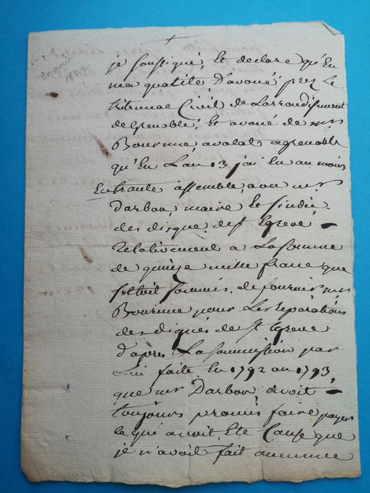 Antoine BOURNE avocat Grenoble 2 pièces manuscrites digues Isère Barnave 