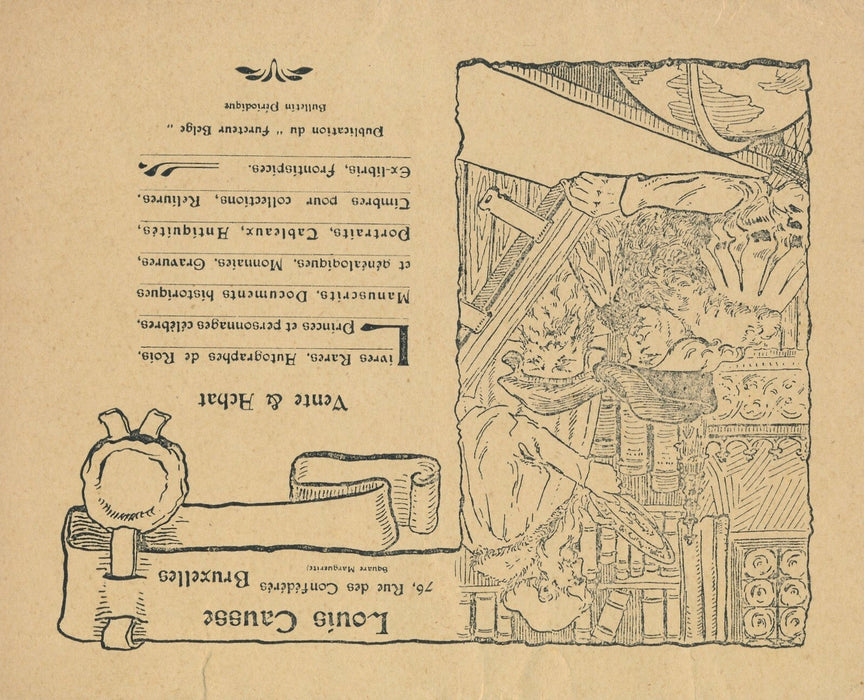 L. CAUSSE libraire éditeur belge Bruxelles ex libris authentification autographe