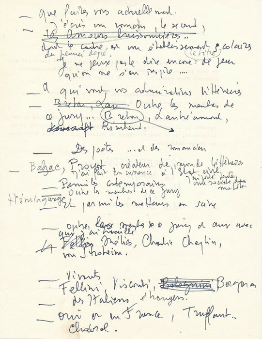 Cinéma Pierre Léaud manuscrit entretien et divers autographes prix Siménon