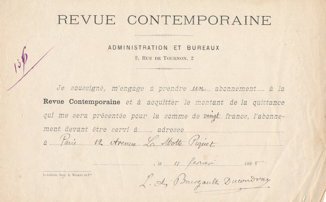 Charles BOURGAULT-DUCOUDRAY fils poème autographe lettre et lettre signée père