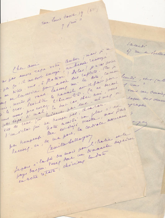Musique Camille BELLAIGUE belle correspondance 21 lettres autographes signée