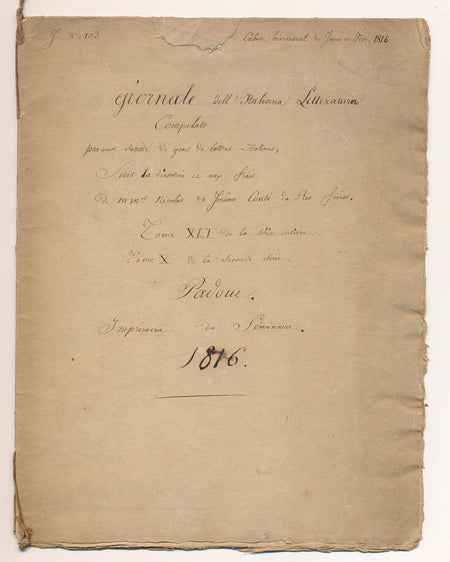 copie manuscrite 2 lettres Guiseppe Carpani Stendhal Haydine 1815 musique