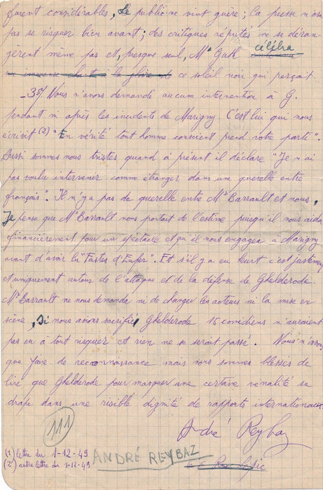 André Reybaz (1922-1989), acteur Michel de Ghelderode mise au point théâtre