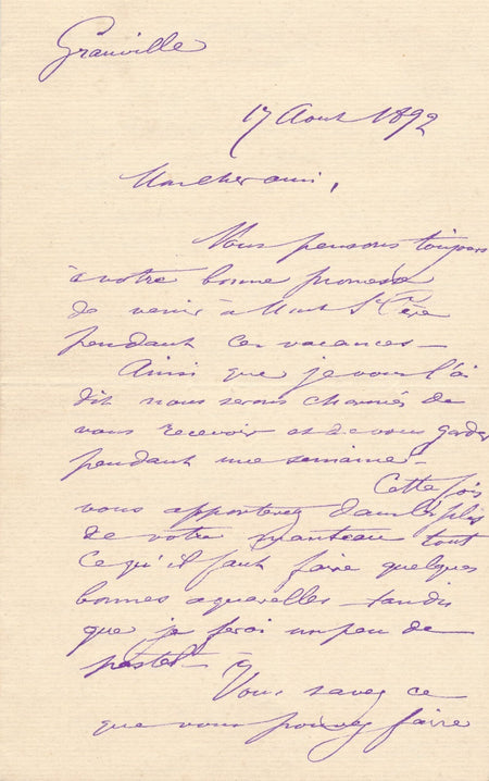 Léon LHERMITTE invite Albert Caron venir peindre lettre autographe  Mont St Père