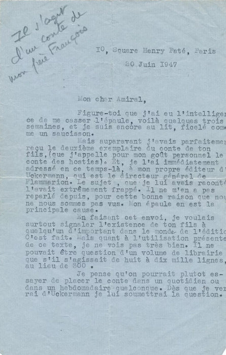intéressant Lot Claude Farrère Farrere 4 lettres 3 dédicaces autographe