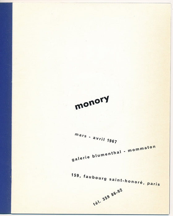 Jacques MONORY catalogue exposition 1967 galerie Blumenthal avec disque vinyle