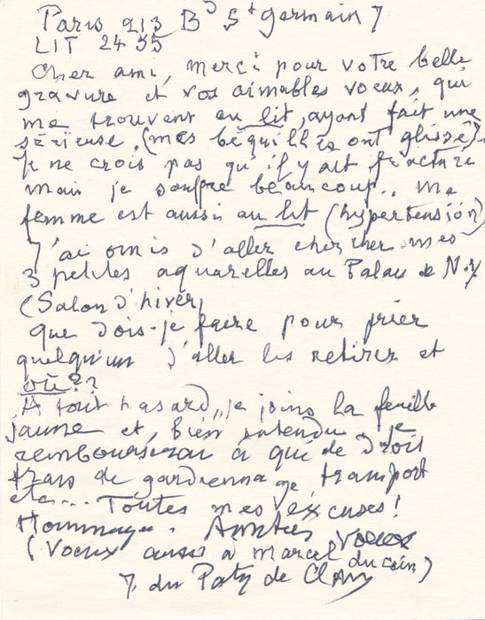 Jacques de PATY DE CLAM peintre 7 lettres autographes graveur DANIEL-GIRARD