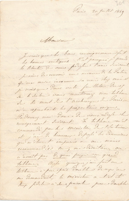 Victor de JONQUIÈRES sur  L’Archange Paris relégué catacombes lettre autographe