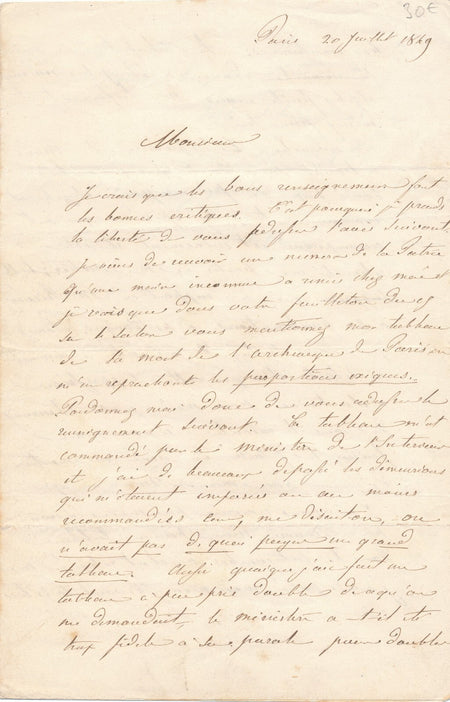 Victor de JONQUIÈRES sur  L’Archange Paris relégué catacombes lettre autographe