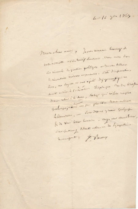 SAINTE-BEUVE lettre autographe aimable et instructif souvenir retour à la Revue