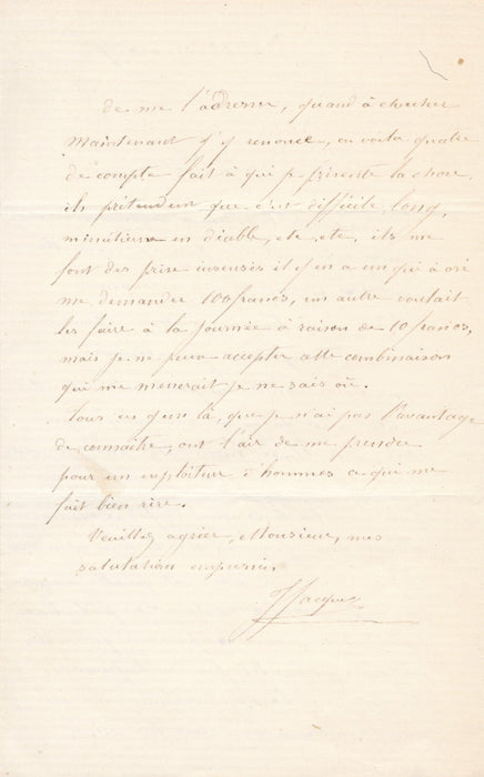 graveur Jules JACQUET 5 lettres autographes signées bel ensemble sur sa pratique