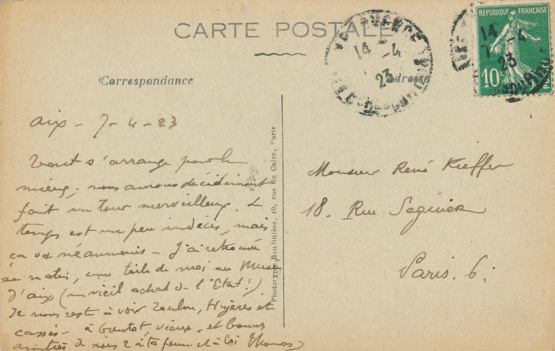 René KIEFFER  relieur 3 CP autographe signées à lui adressées THOMAS libraire