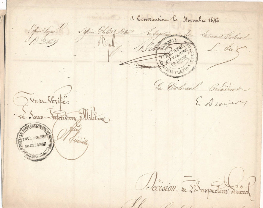 Militaire Algérie Campagne 1842 pièce signée général de Négrier 