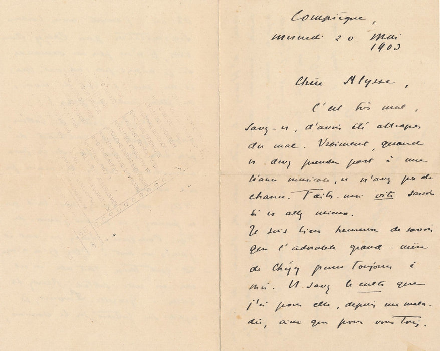 Musique Raoul LAPARRA belle lettre sur son désir d'Italie et Espagne autographe