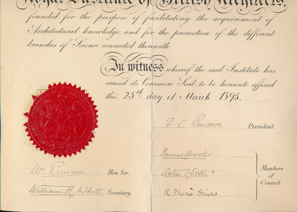 ROYAL INSTITUTE OF BRITISH ARCHITECTS Penrose Webb Spiers signatures autographes