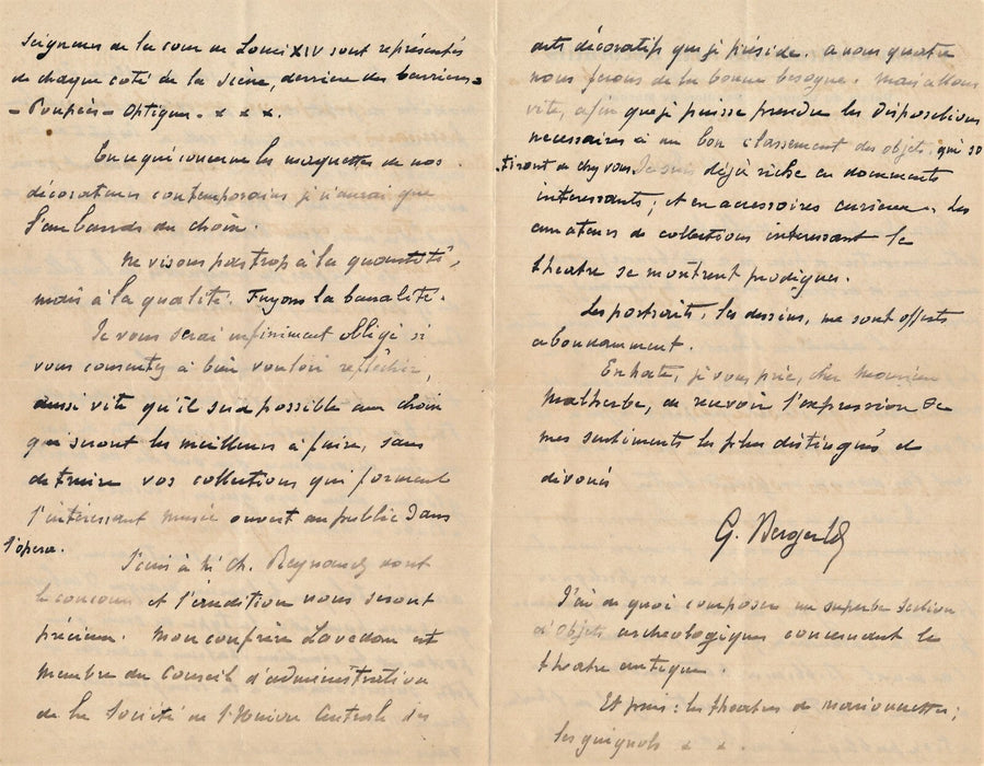 Art décoratifs Georges BERGER 5 lettres autographes signées exposition. Ensemble