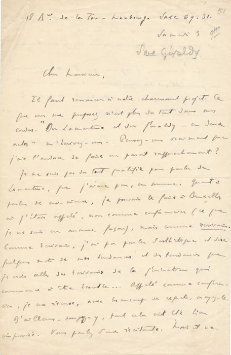 Paul GÉRALDY Geraldy 3 lettres autographes signées P. Fort Lamartine