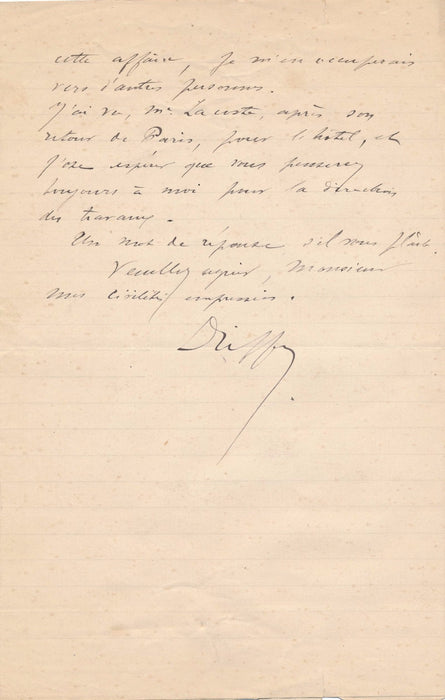 architecte vichy E. Driffort projet abattoir deux lettres autographes signées