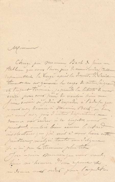 Antoine LABORDE commande tableaux religieux Bach 2 lettres autographes signées