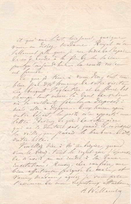 médecin Vichy eaux lettre autographe signée Alexandre Willemain Flaubert