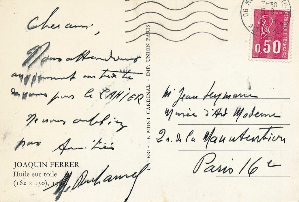 Littérature art Marcel Duhamel carte postale autographe signée Leymarie Cahier