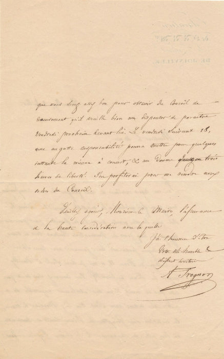 Auguste TROGNON précepteur François d'Orléans 2 lettres autographes signées