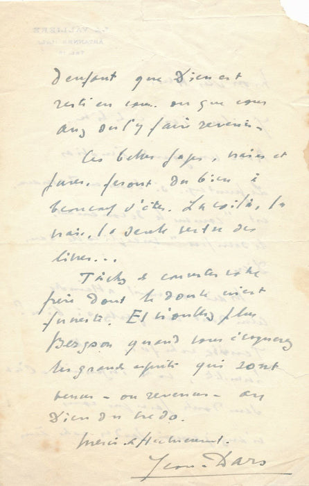 JEAN DARS réponse Lettre à Dieu de Maurice Rostand 3 lettres autographes signées