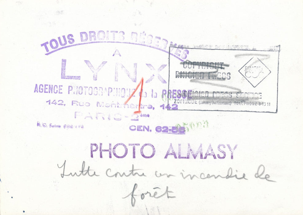 Paul ALMASY pompier feu fôret incendie photo photographie v. 1970