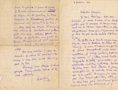  X.de Lignac résistance lettre Barsacq Anouilh lettre autographe signé Lassaigne