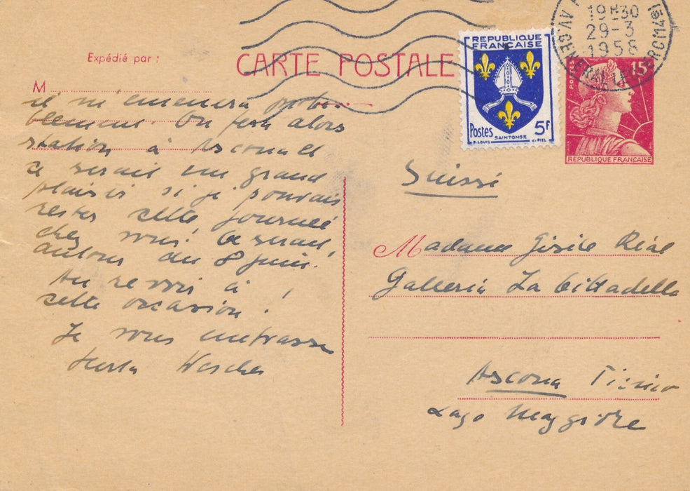 Herta WESCHER 4 lettres autographes signées à galeriste Gisèle Réal Beer Hartung