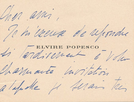 théâtre Elvire POPESCO carte autographe signée Henri Corbière