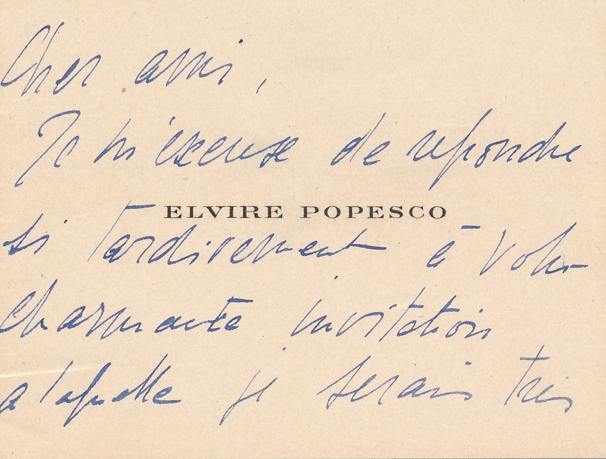 théâtre Elvire POPESCO carte autographe signée Henri Corbière