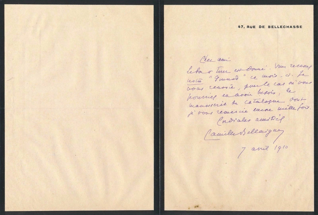 Musique Camille BELLAIGUE belle correspondance 21 lettres autographes signée