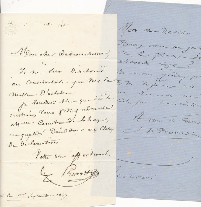 J.B. François PROVOST 2 lettres A. de Beauchesne Et certificats naissance fils