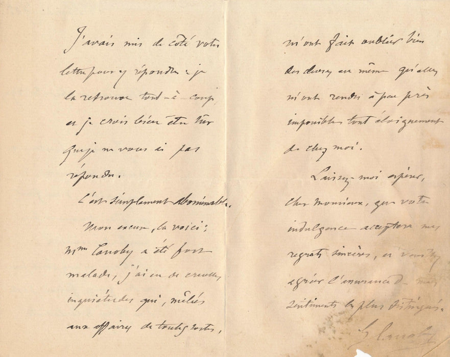 compositeur Gustave Canoby lettre autographe signée jury excuse Malherbe 1909