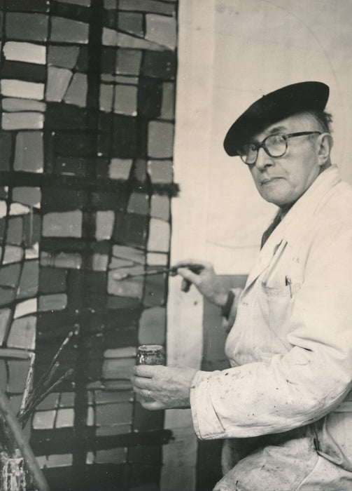 Jacques LE CHEVALLIER peintre verrier photo photographie époque 1965 vitrail