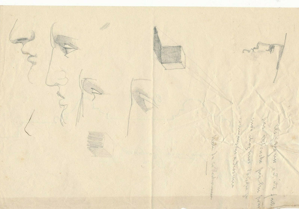 peintre Paul-Emile DESTOUCHES lettre autographe signée ET dessin 7 croquis 