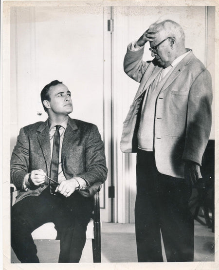 Photo Marlon Brando Charlie Chaplin tirage argentique époque c. 1960