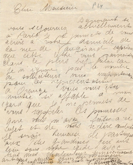 théâtre cinéma Suzanne Révonne lettre autographe signée Orange Bréal