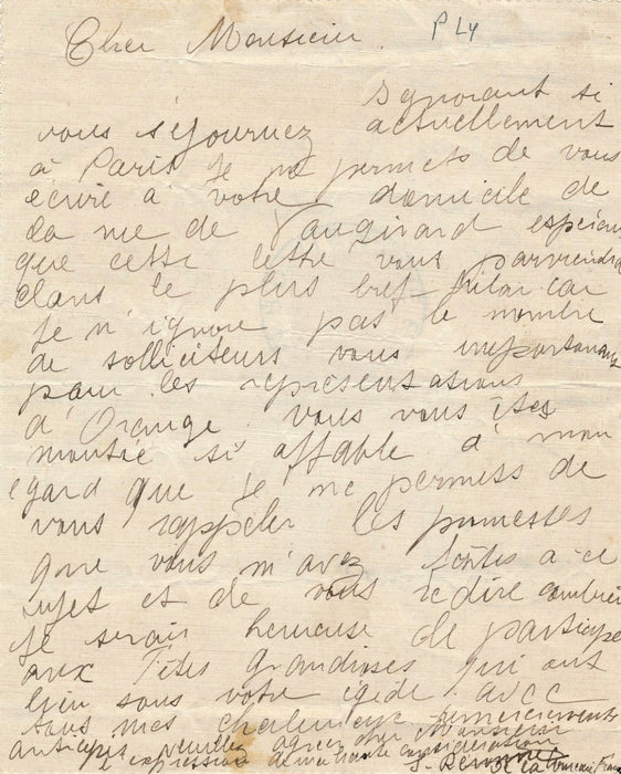 théâtre cinéma Suzanne Révonne lettre autographe signée Orange Bréal