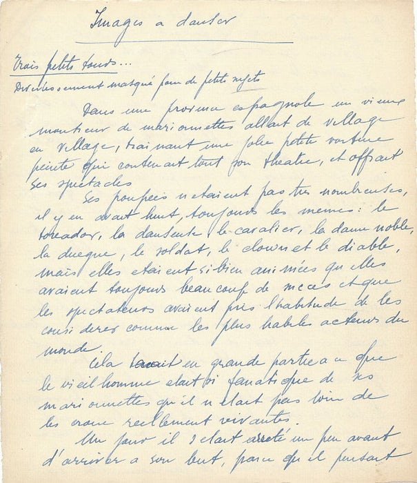 Images à danser manuscrit autographe chorégraphie 14 projets de ballets