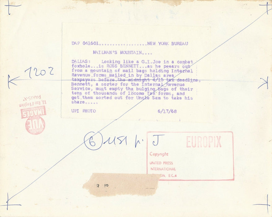 impôts taxes date limite États-Unis 1968 photo photographie Dallas