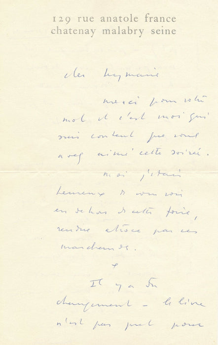 Jean Fautrier lettre autographe signée peinture exposition atroces marchands 